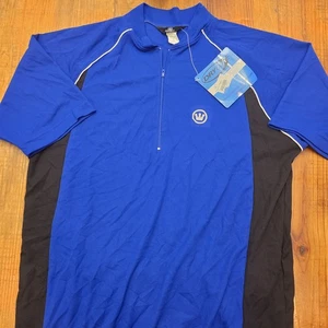 Canari Men's Blue Black Short Sleeve Back Pockets Cycling Jersey - L - Picture 1 of 9
