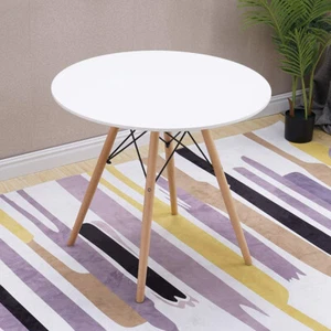 BRIBRION 80cm White Dining Table Round Eiffel Kitchen Wood Leg Eames Replica - Picture 1 of 12