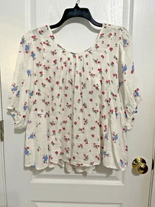 NWT $128 Free People Chloe Printed Top in Tea Combo Size L - Picture 1 of 11