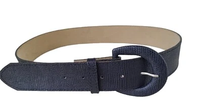 Винтажный Astro синий Swade кожи аллигатора узор широкий ремень 90-х сделано в W Германии  - Изображение 1 из 4