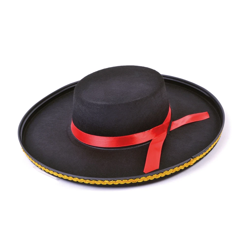 Spagnolo Feltro Cappello Matador Zorro Moschettiere Costume Adulti Accessorio - Immagine 1 di 1