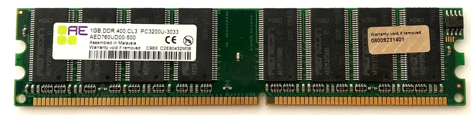 Memoria Ram AENEON AED760UD00-500 1GB PC3200U 400MHz DDR-RAM  - Imagen 1 de 1