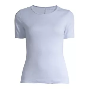 Free Assembly Women's Eventide Blue Ribbed Crewneck Tee w Short Sleeves S - XXXL - Picture 1 of 6