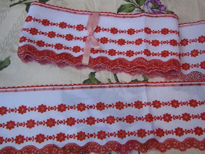 320 cm de large galon broderie ancienne  orange larg 10 cm - Photo 1/4