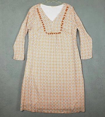 Vestido eShakti Mujer XL 18 Fantasías Desviadas Cambio Pompón Azulejo Estampado Bolsillos Boho Foto 1 de 4