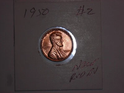 wheat penny 1950 SHARP RED BU LINCOLN CENT 1950-P LOT #2 UNC RED LUSTER - Image 1 of 3