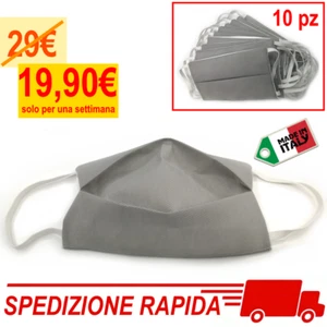 10 /25 /50 PROTEZIONI LAVABILI IDROREPELLENTI TESSUTO NON T.+ COTONE BOCCA NASO - Foto 1 di 3