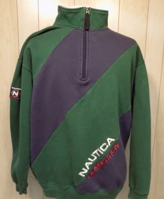 Nautica Competition Men's Half Zip Sweatshirt Size XXL Spell Out Green Blue - Image 1 of 4