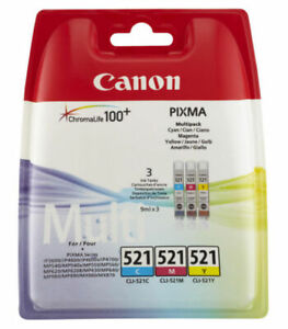 Original Canon CLI-521 Cyan / Magenta / Yellow Multipack Ink Cartridges Colour