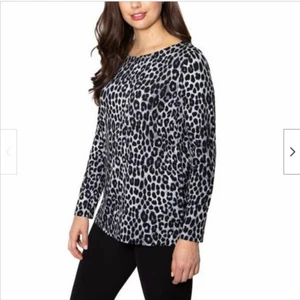 Mario Serrani Shirt Womens Crew Neck Top Long Sleeve(LEOPARD GRAY,XL)NWT - Picture 1 of 2