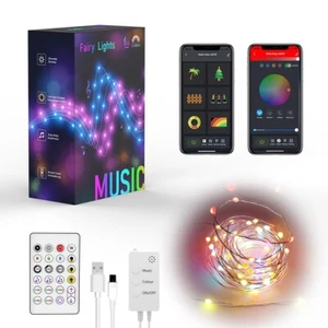 Smart WiFi+BLE 32.8ft and 66 Lamp LED Copper Wire Fairy Lights - USB Power - Picture 1 of 11