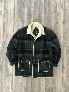 Vintage 70s Rich Sher Sherpa Lined Flannel Hunter Coat Size 42 - Picture 1 of 9