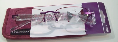 New Women's Foster Grant Trend Reading Glasses +1.25, Dani Purple, Soft Case - Image 1 of 4