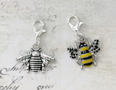 2 x Abejas Clip En Dijes Pulsera Dije Cremallera Cremallera Bolso Abejas Regalo de Verano Foto 1 de 2