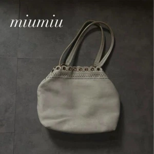 [Rare color] Archive miumiu leather handbag studs white vintage leather bag JPN. - Picture 1 of 10