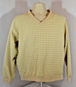 EP Pro Golf Plaid Cream Beige Crew Neck Pullover Sports Warm Mens S EUC - Imagen 1 de 7