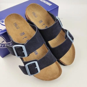 Sandalias Birkenstock Arizona Plantilla Suave Azul Medianoche Gamuza Cuero Talla 37--45 - Imagen 1 de 9
