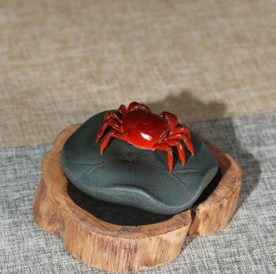 Yixing púrpura arena cambio de color té mascota cangrejo loto hoja piedra adorno sapo Go Foto 1 de 4