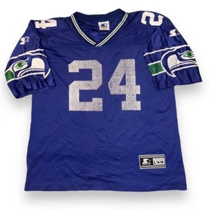 NFL #24 Shawn Springs Jersey Vintage Seattle Seahawks 90s Starter Youth Large - Picture 1 of 4