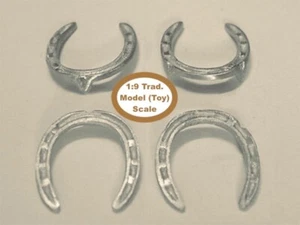 HORSING AROUND Traditional 1:9 Model Scale TOE CLIP HORSE SHOES Cast Pewter Set - Bild 1 von 3