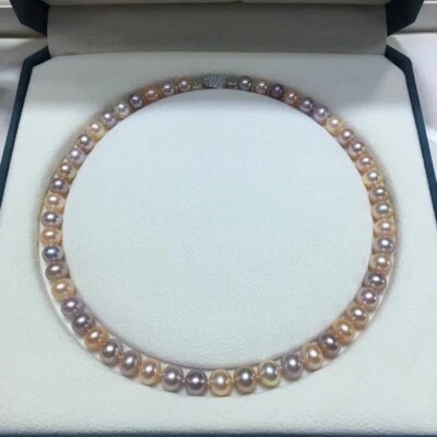 elegant 8-9mm south sea multicolo pearl necklace18inch 925s - Image 1 of 4