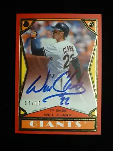 2018 Topps Brooklyn Collection ROT Will Clark auf Karte Auto #Ed/15 - Bild 1 von 2