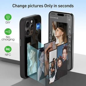 Smart E Ink NFC Screen Snap Frame Phone Cover For iphone 13 14 15 Pro Max Case - Picture 1 of 14