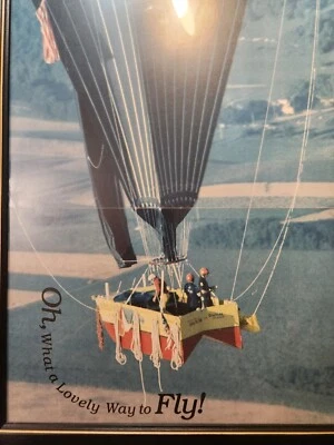 VTG Hot Air Balloon Poster Oh What A Lovely Way To Fly 19"x14" Custom Framed - Image 1 of 4