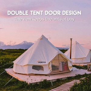 PORIYA Outdoor Regatta Canvas Bell Tent, Luxury Glampinng Yurt Bell Tent - Picture 1 of 18