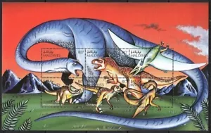 Maldive 1997 MNH SS, animali preistorici, rettili, uccellini, dinosauri - Foto 1 di 1