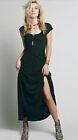 Free People FP Ruffle Maxi Dark Dress Green Long Gown Fairycore Cottagecore S