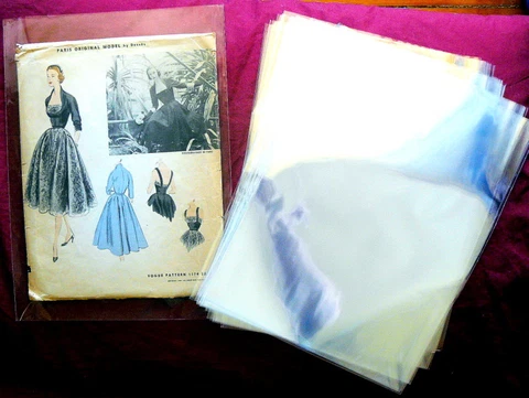 30 Vogue Designer Size 9" x 12" CELLO Protective SEWING PATTERN SLEEVES Cover