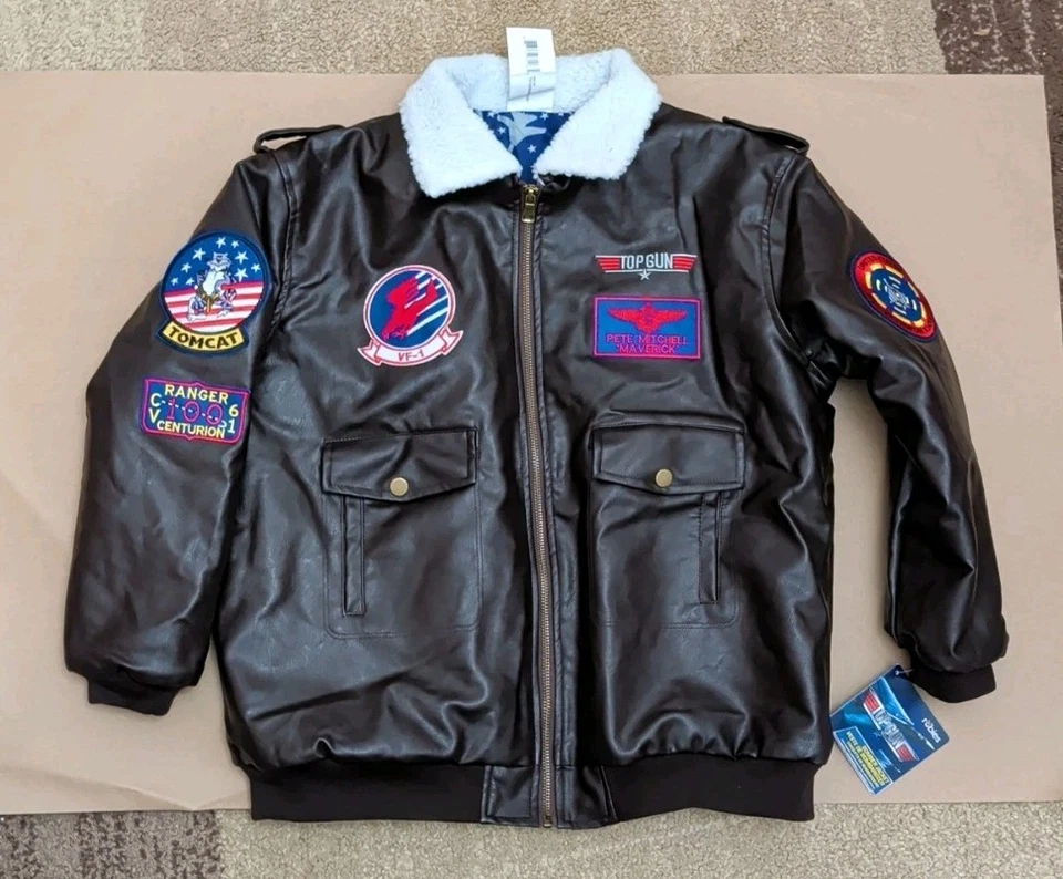 Top de disfraz de chaqueta de bombardero Top Gun para niños Foto 1 de 4