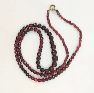 Antik Schmuck uralt Granatkette Halskette aus Facetten Granaten Granat Kette - Bild 1 von 7