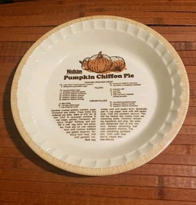 Vintage Watkins 11" Stoneware Pumpkin Chiffon Pie Plate with Recipe #6298 - Picture 1 of 8