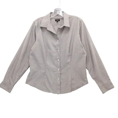 Talbots Petites Gray Wrinkle Resistant Button Down Shirt 12P - Image 1 of 4
