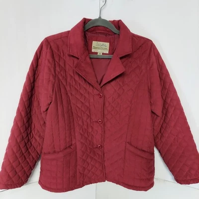 Cabela's Womens Outerwear Jacket Medium Burgundy Quilted Button Down Lined  - Image 1 of 4