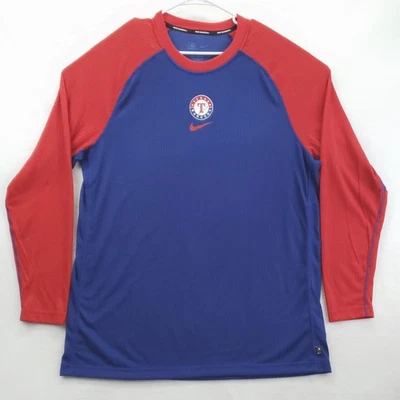 Camisa Texas Rangers Para Hombres XL Azul MLB Béisbol Manga Larga Dri-FIT Raglán Nike Foto 1 de 4