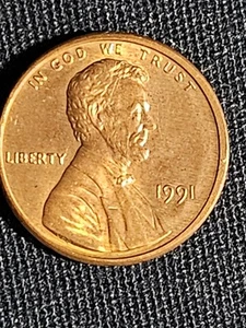 1991 Penny Errors Struck Off Center, No Mint Mark, Close AM, (AU) Nice Coin - Bild 1 von 11
