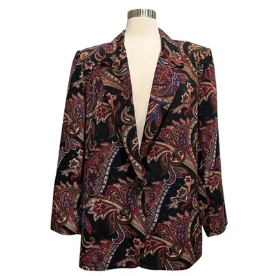 Chaqueta Blazer Alfred Dunner 16W Cachemira Audaz Floral Damasco Oscuro Victoriano Foto 1 de 4