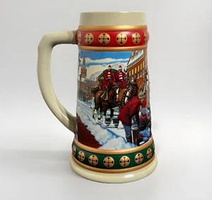 1993 Budweiser Hometown Holiday Stein Ceramarte Brazil Clydesdales - Picture 1 of 8