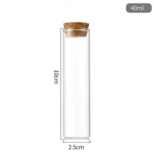 48 Provette in Vetro con Tappo di Sughero, Ø2,5 cm x H10 cm, Trasparenti - Foto 1 di 1