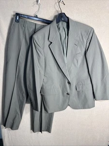 Haspel Lord & Taylor 38S Slim 2 Piece Suit 39x28 Canvas Poplin Feel Olive Drab - Picture 1 of 19