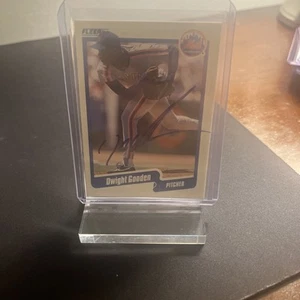 Tarjeta de béisbol Dwight "Doc" Gooden autografiada 1990 Fleer New York Mets #204 - Imagen 1 de 1