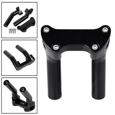 Black Pullback 5.5" Handlebar Risers 1" Top Clamp For Harley Fat Boy Sportster - Image 1 of 4