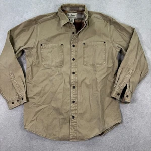 LL Bean Herren Medium Reg hellbraun kariert gefüttert Canvas Arbeitshemd Jacke Hausarbeit Arbeitskleidung - Bild 1 von 7