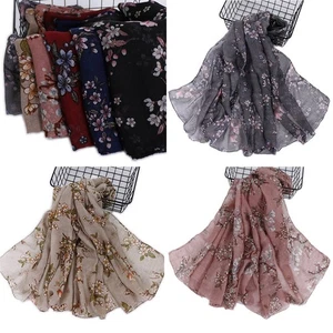 Scarf Women's Muslim Hijab Floral Wrap Scarves Long Shawls Shawl Hijab Viscose - Picture 1 of 18