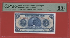 HAITI 2 GOURDES 1979 S TYVEK PICK # 231A PMG 65 GEM UNCIRCULATED EPQ. - Picture 1 of 2
