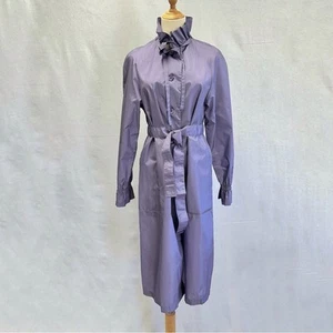The Totes vintage 80s purple nylon lightweight long belted trench coat size 8 - Picture 1 of 14