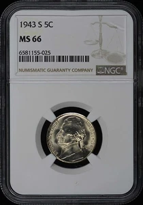1943-S Jefferson Nickel 5C NGC MS66 - Picture 1 of 4